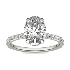 Oval Custom Hidden Halo 3/4 Eternity Engagement Ring image, 